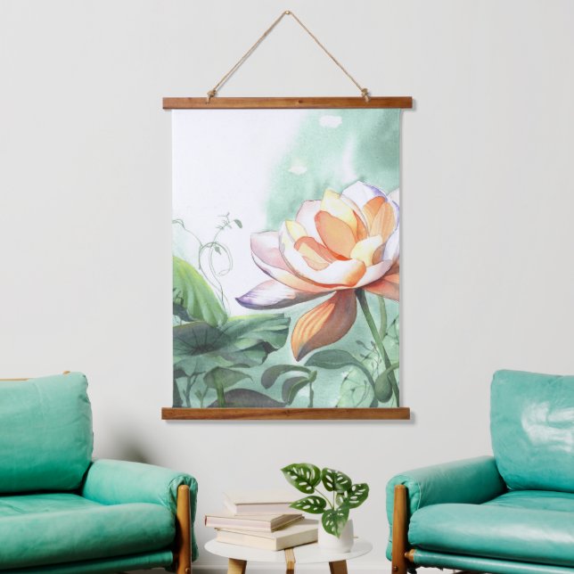 Watercolor Lotus Hanging Tapestry (Living Room)