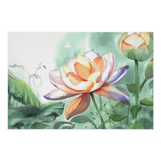 Watercolor Lotus Poster (Front)