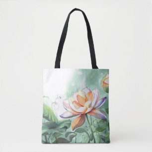 Watercolor Lotus Tote Bag