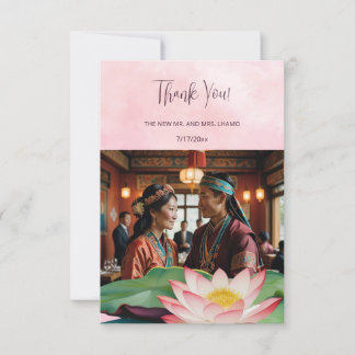 Watercolor Lotus Wedding Thank You Card