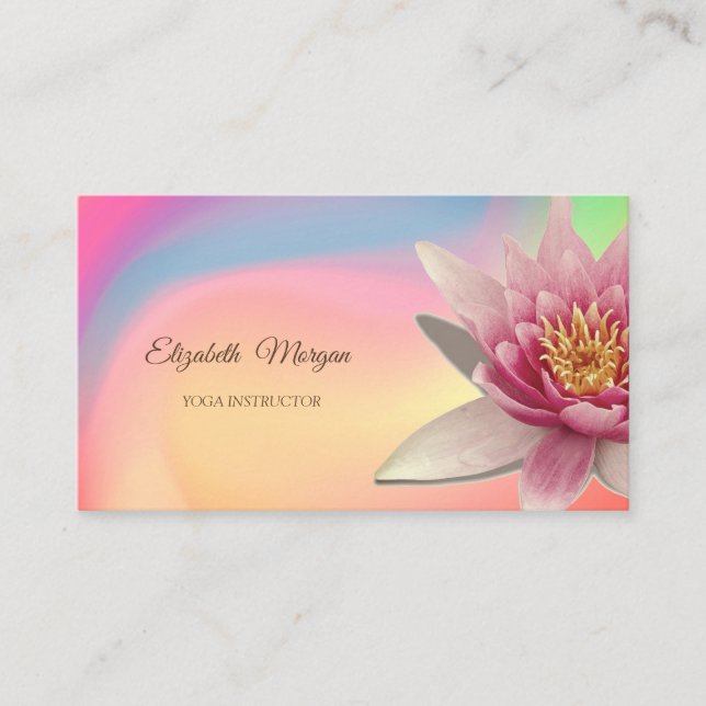 Watercolor Lotus, Yoga Colourful Business Card (Front)