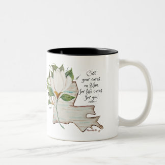 Watercolor Louisiana Love with Magnolia Two-Tone Coffee Mug