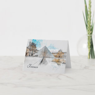 Watercolor Louvre Paris Thank You Card – Elegant 