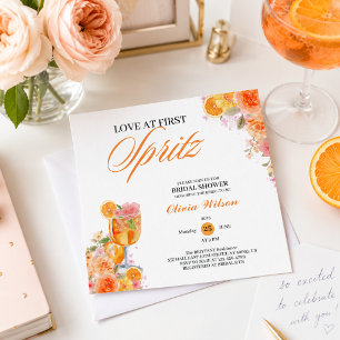 Watercolor Love at First Spritz Bridal Shower Invitation