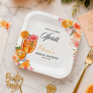 Watercolor Love at First Spritz Bridal Shower  Paper Plate