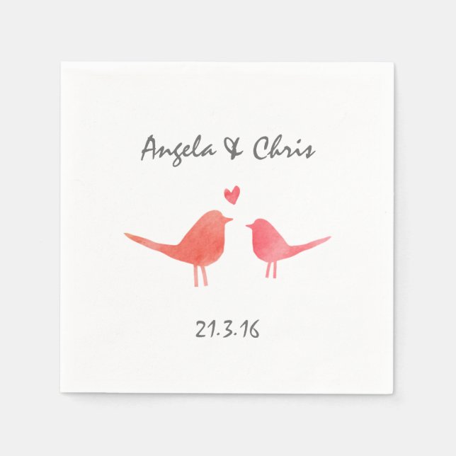 Watercolor Love Birds Napkin (Front)
