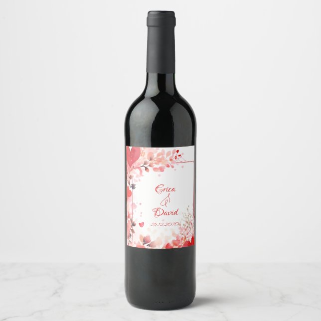 Watercolor Love | Custom | Valentine's Day Wine Label (Front)