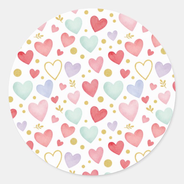 Watercolor Love & Gold Dust Pattern Sticker (Front)