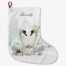 Watercolor Love Swans with Gifts Personalised