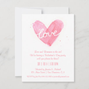 Watercolor Love Valentines Day Party Invitations