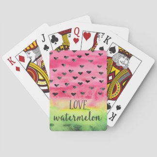 Watercolor Love Watermelon Hearts Playing Cards