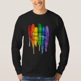 Watercolor Love Wins Rainbow Paint Typographic T-Shirt