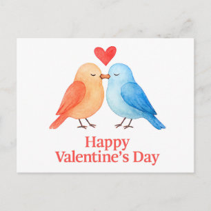Watercolor Lovebirds with Heart Valentine’s Day Il Postcard