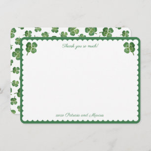 Watercolor Lucky In Love St Patricks Bridal Shower Thank You Card