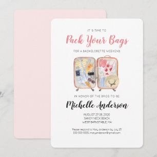 Watercolor Luggage Bachelorette Weekend Invitation