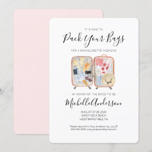 Watercolor Luggage Bachelorette Weekend Invitation