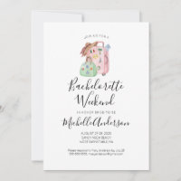 Watercolor Luggage Bachelorette Weekend Invitation