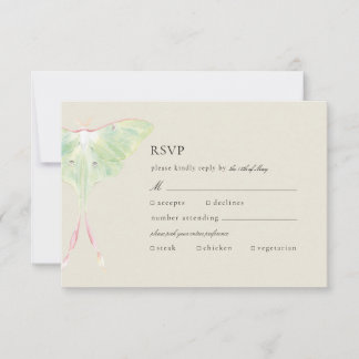 Watercolor Luna Moth Wedding RSVP Card