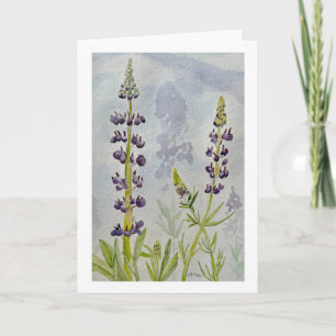 Watercolor Lupines Blank Card
