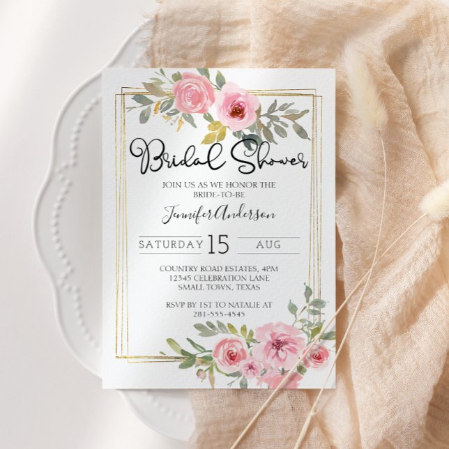 Watercolor Lush Blush Pink Bridal Shower Invitation (Creator Uploaded)