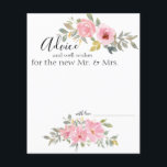 Watercolor Lush Blush Pink Floral Advice Card<br><div class="desc">Beautiful Soft Watercolor Lush Blush Pink Floral with a touch of Gold.  Personalise with your details easily and quickly,  simply press the customise it button. Coordinating floral on the back. Matching items to complete your event collection are available in our Zazzle store!</div>