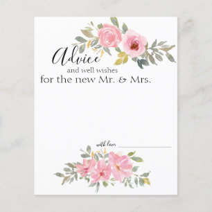 Watercolor Lush Blush Pink Floral Advice Card