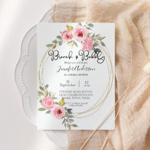 Watercolor Lush Blush Pink Floral Bridal Brunch