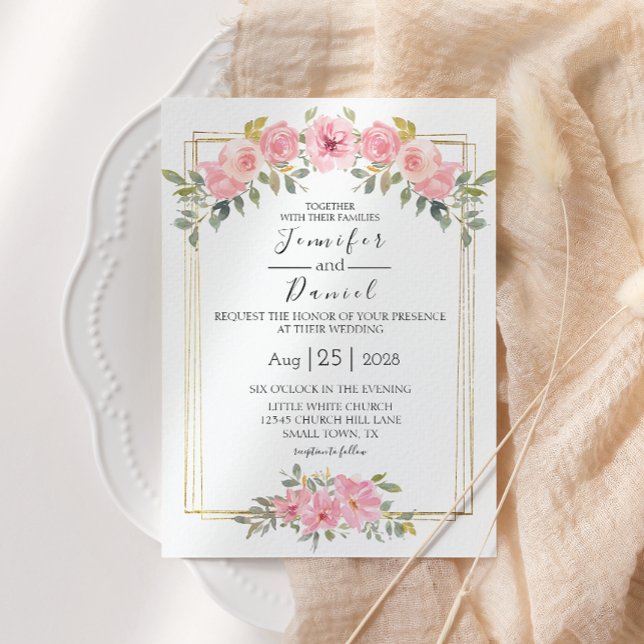 Watercolor Lush Blush Pink Floral Wedding Invitation (Creator Uploaded)