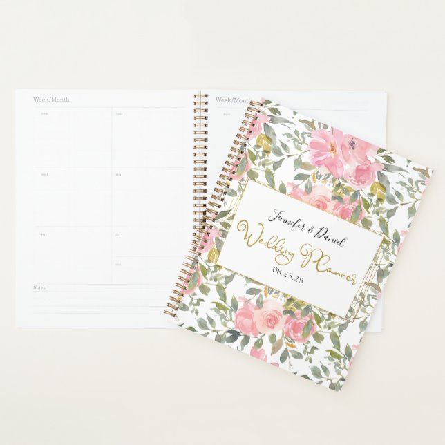 Watercolor Lush Blush Pink Floral Wedding Planner (Display)