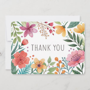 Watercolor Lush Botanicals Thank You Card