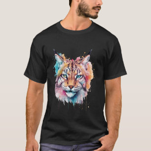 Watercolor Lynx Wild Cat Pastel Animal Art Wildern T-Shirt