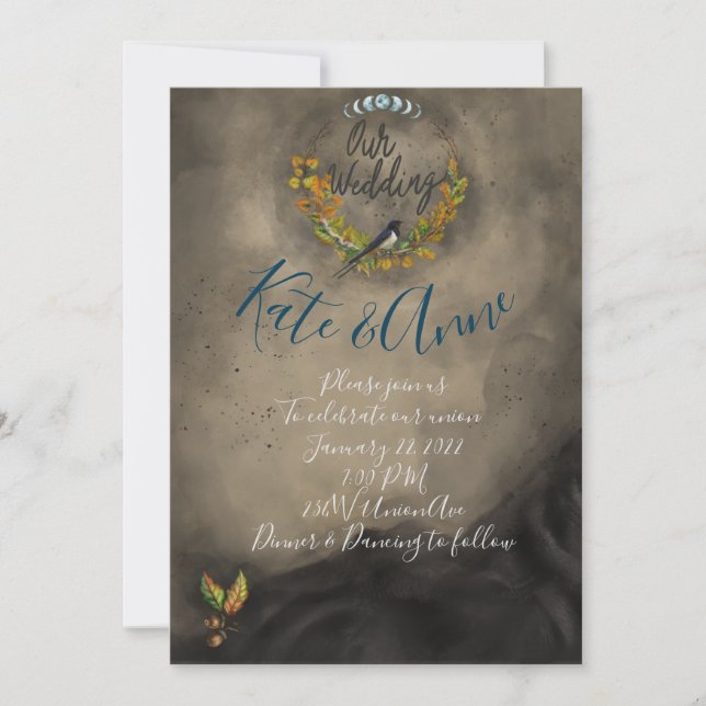 Watercolor Mabon Celebration Wedding Invitation (Front)