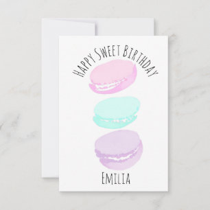 Watercolor Macaron Pastel Cute Birthday Party Card