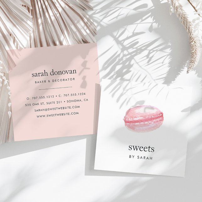 Watercolor Macaron Square Business Card (Creator Uploaded)