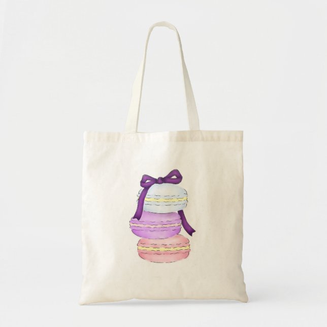 Watercolor Macaron Stack Budget Tote Bag (Front)