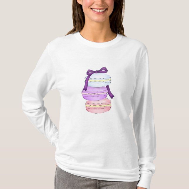 Watercolor Macaron Stack Flowy Long Sleeve Shirt (Front)