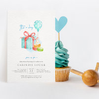 Watercolor Macaroons Baby Boy Shower Invitation