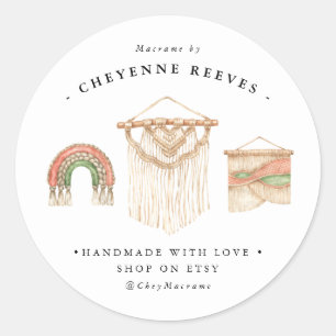 Watercolor Macramé Logo Business Stickers