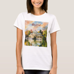 Watercolor Madrid Spain Travel Cityscape Custom T-Shirt