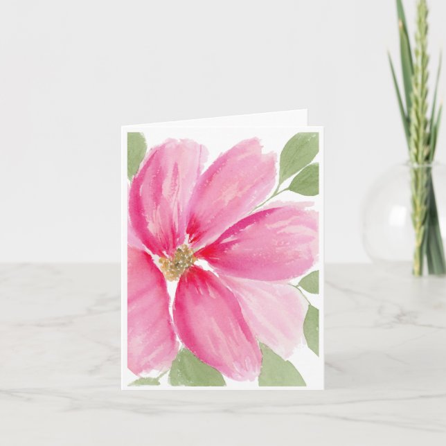 Watercolor Magenta Bloom Note Card (Front)