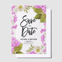 Watercolor Magenta Hydrangea Floral Save The Date
