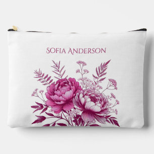 Watercolor Magenta Peony Accessory Pouch