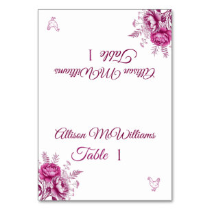 Watercolor Magenta Peony-Poultry Icon-Wedding- Table Number