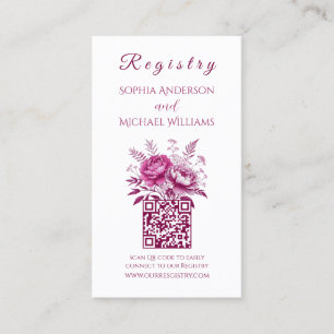 Watercolor Magenta Peony -Registry-Honeymoon Business Card