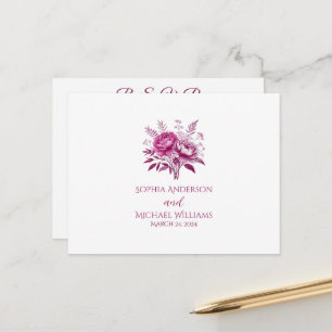 Watercolor Magenta Peony-RSVP-Wedding- Postcard