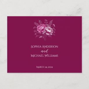 Watercolor Magenta Peony-RSVP-Wedding- Postcard