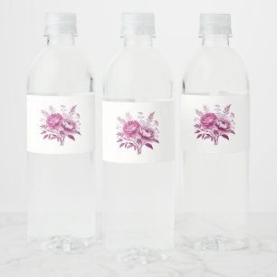 Watercolor Magenta Peony- Water Bottle Label