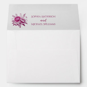 Watercolor Magenta Peony-Wedding- Envelope
