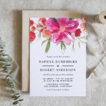 Watercolor Magenta Pink Flowers Botanical Wedding Invitation<br><div class="desc">Invite guests to your wedding with our customisable wedding invitation, featuring beautiful watercolor magenta and orange flowers. Perfect for couples seeking a lively and elegant wedding invitation, this invitation captures the essence of romance and joy in every brushstroke. This floral wedding invitation is ideal for couples planning a bold, colourful...</div>