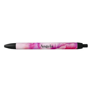 Watercolor magenta tie-dye black ink pen